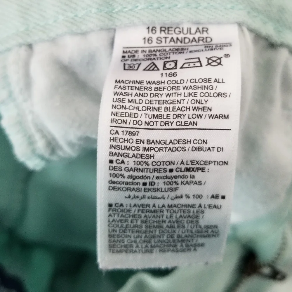 Size 16 Mint Blue Green Old Navy Girl's Jean Shorts with Boho Crochet Trim
